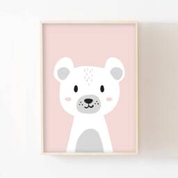 Personalized Name Poster For Children's Room, Wall Decoration Baby, Newborn, Bear Girl Or Boy, Polar Animals - thumbnail 3