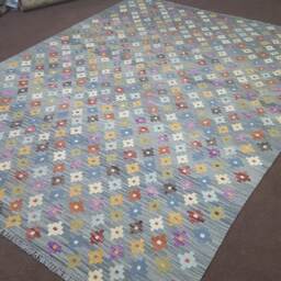 7X10 Grey/Gray Kilim Rug, Modern Dhurrie Teppich, Grey Area Rug. Size7'5 - thumbnail 3