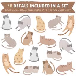 Cat Wall Decals - Nursery Decor, Watercolor Kitten Art, Lover Gift, Reusable & Removable Kids Room Stickers - thumbnail 2