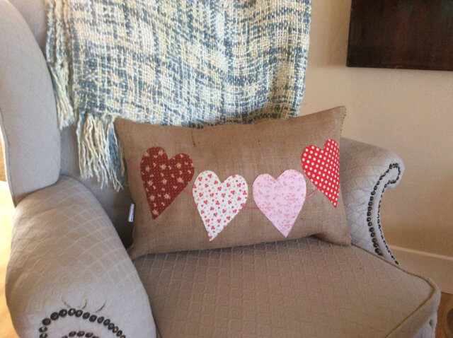 Burlap Heart Pillow Cover Valentine's Day Wedding Decor - image 1
