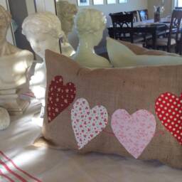 Burlap Heart Pillow Cover Valentine's Day Wedding Decor - thumbnail 4