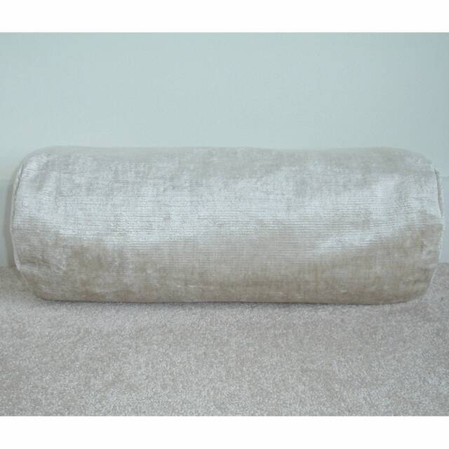 "Velvet Bolster Cushion Cover Cream Cylinder Pillow Sham 8x18 Round Ended End Case 18""x8" - image 1