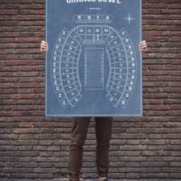 Vintage Orange Bowl Seating Chart Print Photo, Matte, Or Canvas - thumbnail 3
