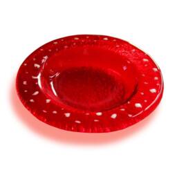 Red Murano Glass Candle-Holder With White Drops, Fused Saucer For Small Light - Lapilli Series, Romantic Table & Bath - thumbnail 3