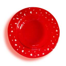 Red Murano Glass Candle-Holder With White Drops, Fused Saucer For Small Light - Lapilli Series, Romantic Table & Bath - thumbnail 2
