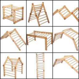 Montessori Wooden Climber Set - Transformable Step Triangle With Ramp Kids Indoor Gym - thumbnail 2