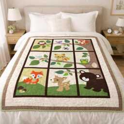 Forest Friends Quilt Pattern - Woodland Animal Nursery - 52x64 Throw Size - Digital Download - thumbnail 2