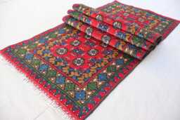 2'7x9'4 Ft Runner Rug, Red Green Blue Afghan Hand Knotted Veg Dyes Wool Tribal Turkmen Oriental Kitchen Runner, Hallway Rug - thumbnail 1