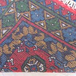 2'7x9'4 Ft Runner Rug, Red Green Blue Afghan Hand Knotted Veg Dyes Wool Tribal Turkmen Oriental Kitchen Runner, Hallway Rug - thumbnail 4