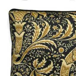 William Morris Indian Cushion Cover Arts & Crafts Pillow, Black Beige Cotton - thumbnail 3