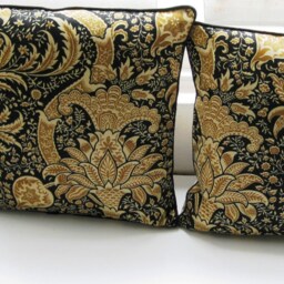 William Morris Indian Cushion Cover Arts & Crafts Pillow, Black Beige Cotton - thumbnail 4