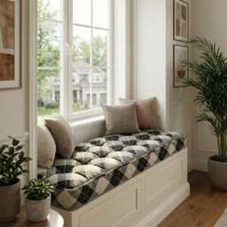 Linen Window Seat Cushion, Indoor French Style Floor Cushion - thumbnail 2