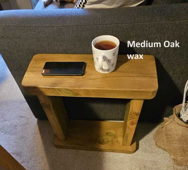 Rustic Solid Wood Side Table Slim Narrow Sofa End Table, Round Corners Coffee Table Bookshelf - image 1