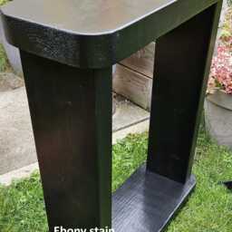 Rustic Solid Wood Side Table Slim Narrow Sofa End Table, Round Corners Coffee Table Bookshelf - thumbnail 4