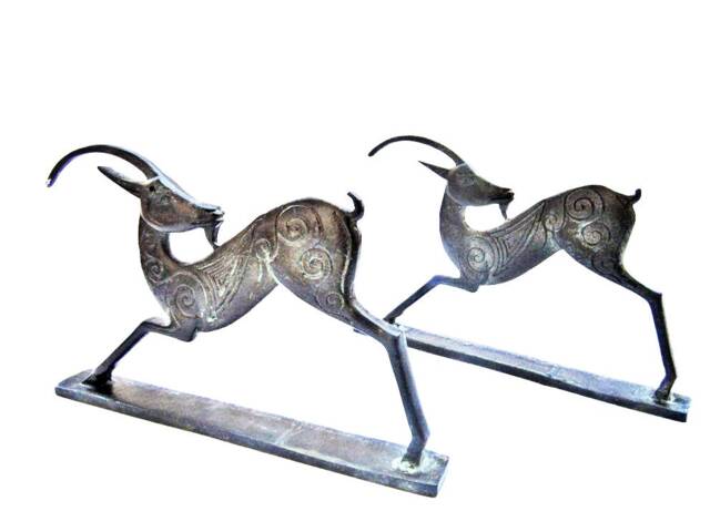 Greek Ancient Bronze Sculpture Ibex Geometrical - image 1