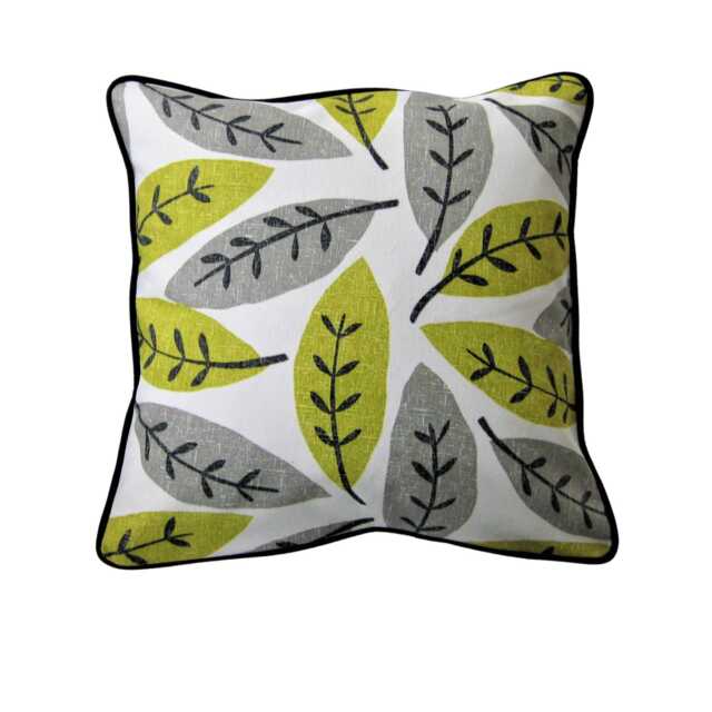 Sanderson Block Leaf Cushion Cover Grey, Citrus, Black Linen Pillow - 18x18 - image 1