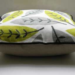 Sanderson Block Leaf Cushion Cover Grey, Citrus, Black Linen Pillow - 18x18 - thumbnail 2