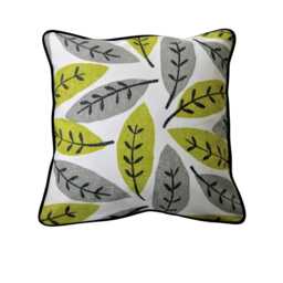 Sanderson Block Leaf Cushion Cover Grey, Citrus, Black Linen Pillow - 18x18 - thumbnail 1