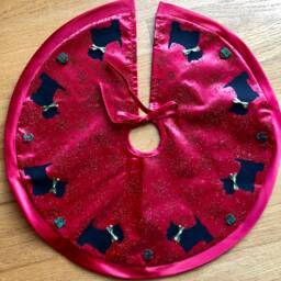 Scottie Dog Mini Tree Skirt Red, Gold, Silver, White Or Plaid Christmas Decoration Skirts Decorations - thumbnail 2