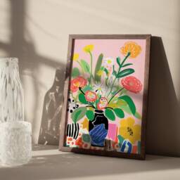 Flowers in Vase Abstract Painting - Impressionism Art Print Inspired By Henri Matisse - thumbnail 3