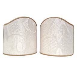 Pair Of Clip-On Shield Shades Sir Francis Rubelli Ivory Crinkled Damask Mini Lampshade - Handmade in Italy - thumbnail 2