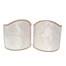 Pair Of Clip-On Shield Shades Sir Francis Rubelli Ivory Crinkled Damask Mini Lampshade - Handmade in Italy - thumbnail 4