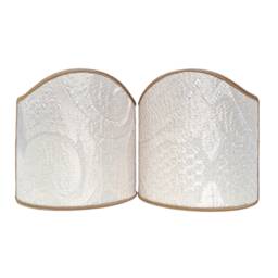 Pair Of Clip-On Shield Shades Sir Francis Rubelli Ivory Crinkled Damask Mini Lampshade - Handmade in Italy - thumbnail 1
