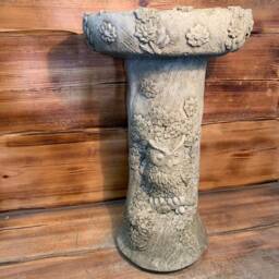 Stone Garden Log Style Owl Leaf Vine Detailed Bird Bath Statue Ornament - thumbnail 3