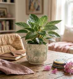 Handmade Green Ceramic Plant Pot Retro Indoor Planter, D8cm-D19cm