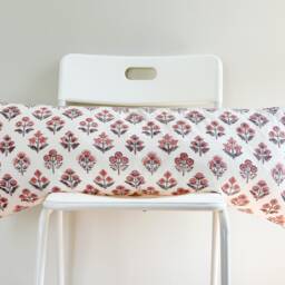 Lumbar Pillow, Block Print Floral Boho Botanical Farmhouse Decor - thumbnail 2