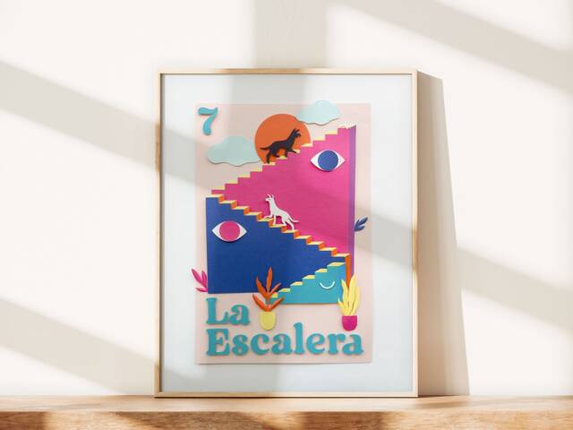 La Escalera/Loteria-Inspired Photo Print Of Cut-Paper Artwork - image 1
