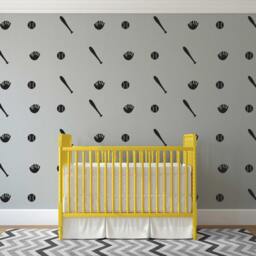 Baseball Bat Glove Vinyl Wall Decals - Sports Pattern For Playroom - thumbnail 2