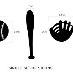Baseball Bat Glove Vinyl Wall Decals - Sports Pattern For Playroom - thumbnail 3