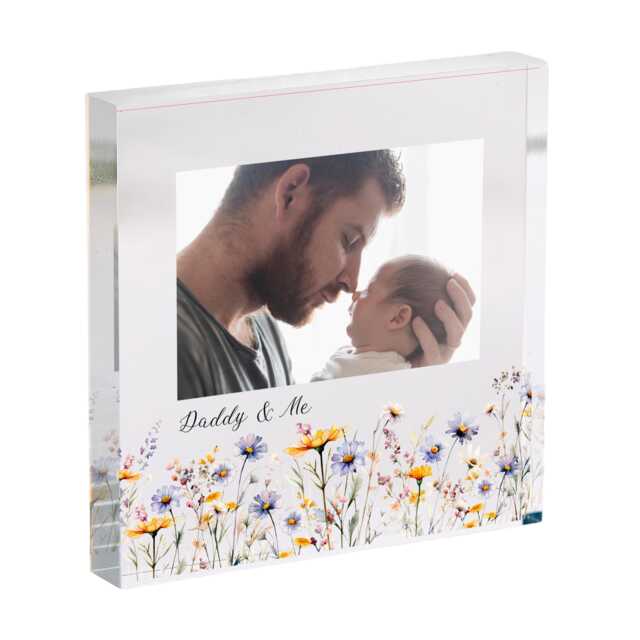 Gift For Dad Personalised Acrylic Photo Plaque Floral Frame Birthday Father's Day Or Christmas Keepsake - image 1