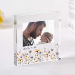 Gift For Dad Personalised Acrylic Photo Plaque Floral Frame Birthday Father's Day Or Christmas Keepsake - thumbnail 2