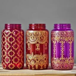Henna Mason Jar Lantern, Boho Wedding Centerpiece, Personalized