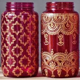 Henna Mason Jar Lantern, Boho Wedding Centerpiece, Personalized - thumbnail 2