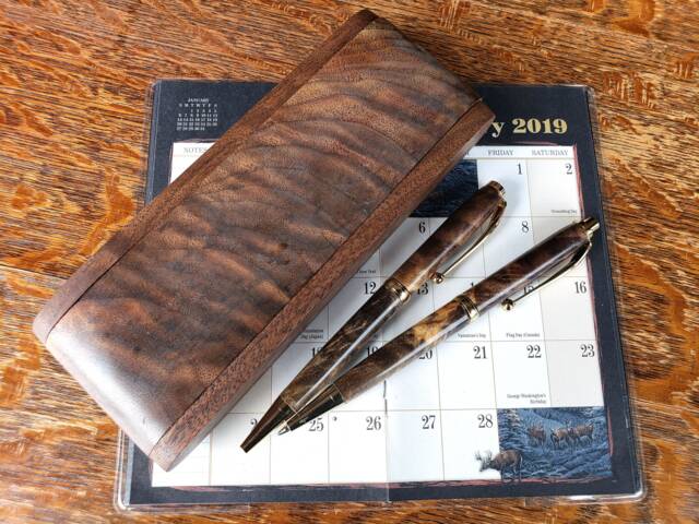Figured Walnut Pen & Pencil Set, Graduation Gift - image 1