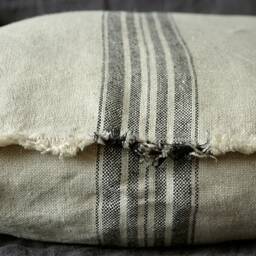 striped Linen Pillow Cover - Raw Edge Farmhouse Cushion - thumbnail 3