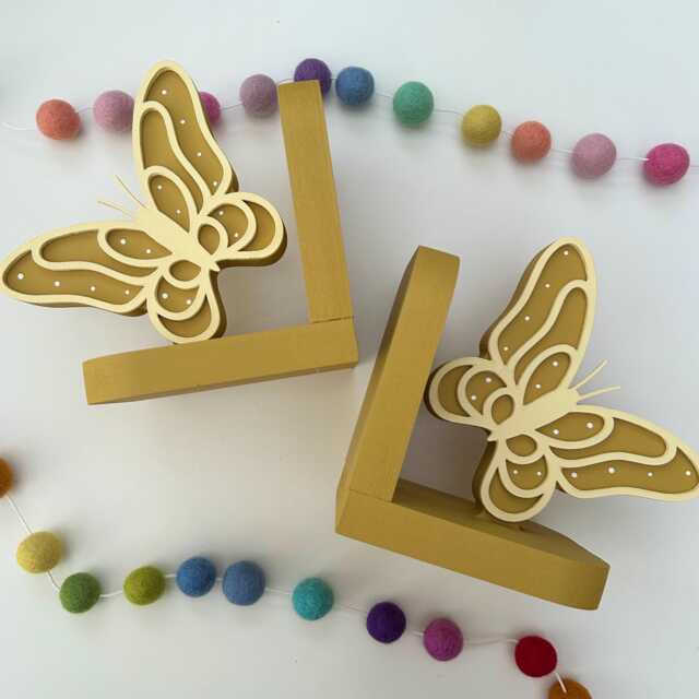 Wooden Butterfly Bookends. Nursery Or Children's Bedroom Decor - image 1