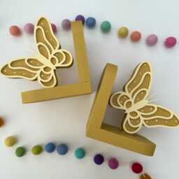 Wooden Butterfly Bookends. Nursery Or Children's Bedroom Decor - thumbnail 1