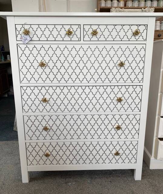 Large Chest Of Drawers Painted Bespoke Stencilled - image 1