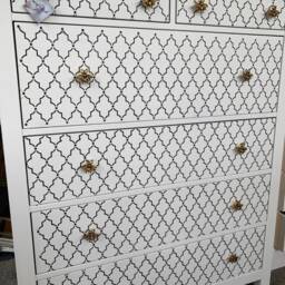 Large Chest Of Drawers Painted Bespoke Stencilled - thumbnail 2