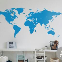 World Map Wall Decal Vinyl Single Color Self Adhesive Peel & Stick Decor Ak006 - thumbnail 2