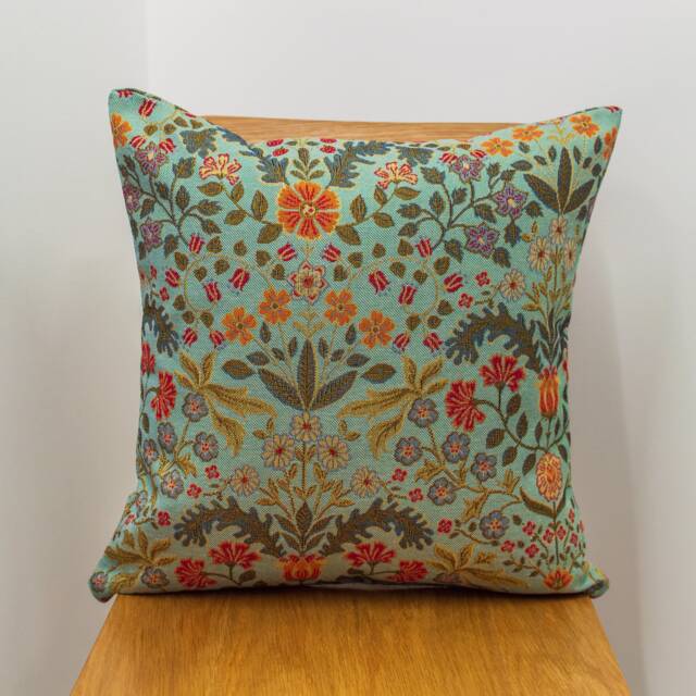 Vintage Morris Styled Leaves & Berries Tapestry Cushion. 17x17 - image 1