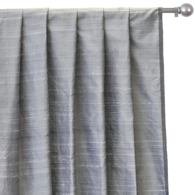 Grey Silk Dupioni Curtain Panels - Rod Pocket, Grommet, Box Pleat, Three Pinch Tab Top & Plain Ring Top - image 1