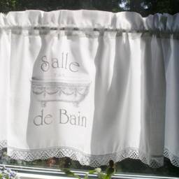 Bistro Curtain, Printed Shabby Chic, Bathroom White Cafe Vintage - thumbnail 3