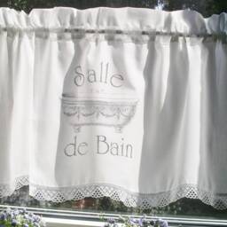 Bistro Curtain, Printed Shabby Chic, Bathroom White Cafe Vintage - thumbnail 2