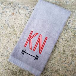 Monogrammed Barbell Gym Towel Personalized Sports Gift