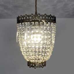 "Bronze Antique Brass Frame Bag Basket Baguette Chandelier Unique Bespoke Lampshade Pendant Ceiling Light 9"" X 10" - thumbnail 4